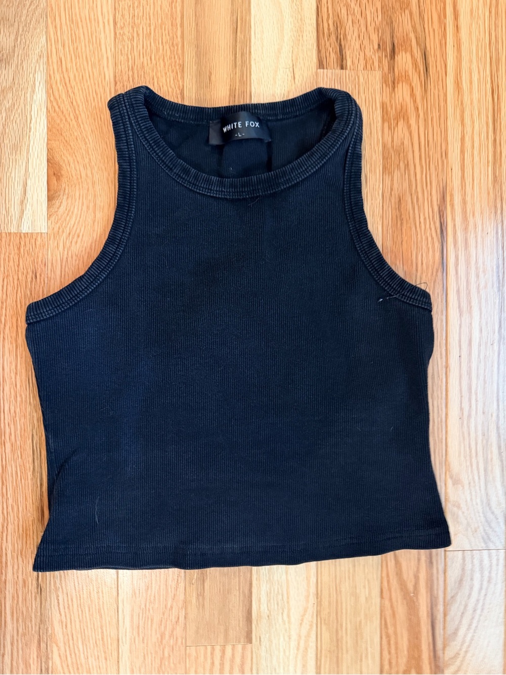 White Fox Boutique Black Ribbed Crop Tank